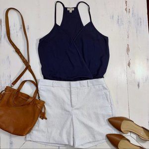 NWT Banana Republic White & Navy Pinstriped Shorts